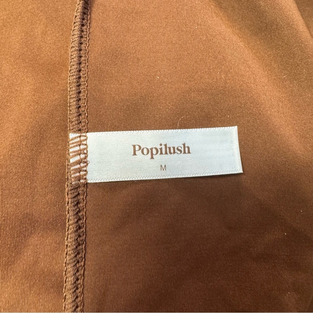 NWT New Popilush Shapewear Long Sleeve V-Neck Low Back Maxi Brown Dress Size M - Picture 8 of 11